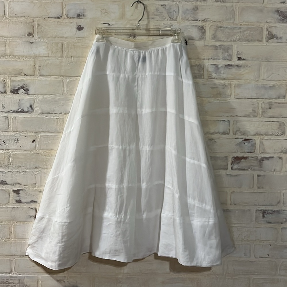 Piazza Sempione White Midi Bamboo Skirt.   IT 46  US 10